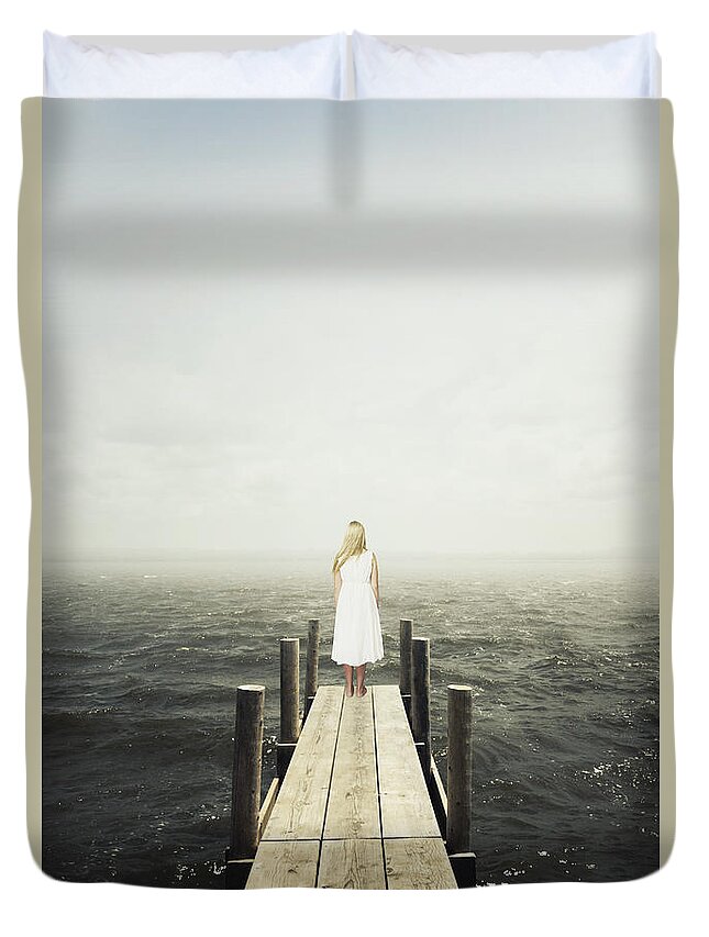 Caucasian Duvet Cover featuring the photograph At The End by Margie Hurwich