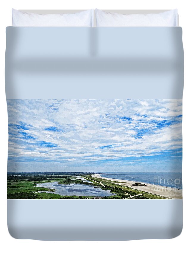 Lighthouse Duvet Cover featuring the photograph At The Top Of The Lighthouse by Dawn Gari