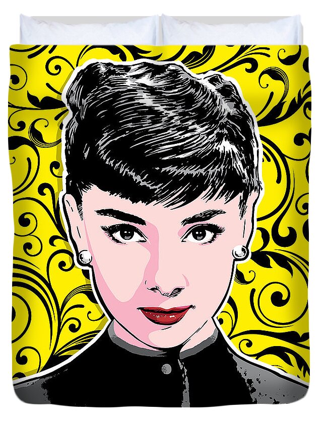 Audrey Hepburn Pop Duvet Cover by Zahniser - Pixels