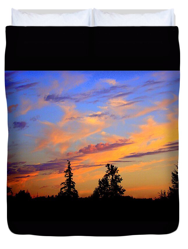 August Sunset Duvet Cover featuring the photograph August sunset by Lisa Rose Musselwhite
