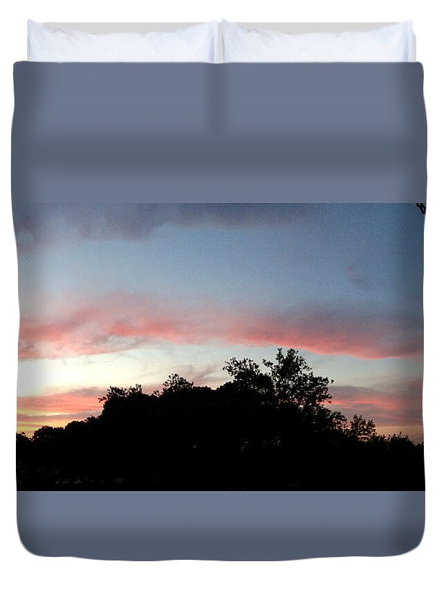 Austin Duvet Cover featuring the painting Austin Sunset by Troy Caperton