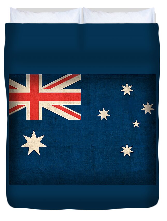 Australia Flag Vintage Distressed Finish Outback Australian Sydney Brisbane Pacific Continent Country Nation Australian Duvet Cover featuring the mixed media Australia Flag Vintage Distressed Finish by Design Turnpike