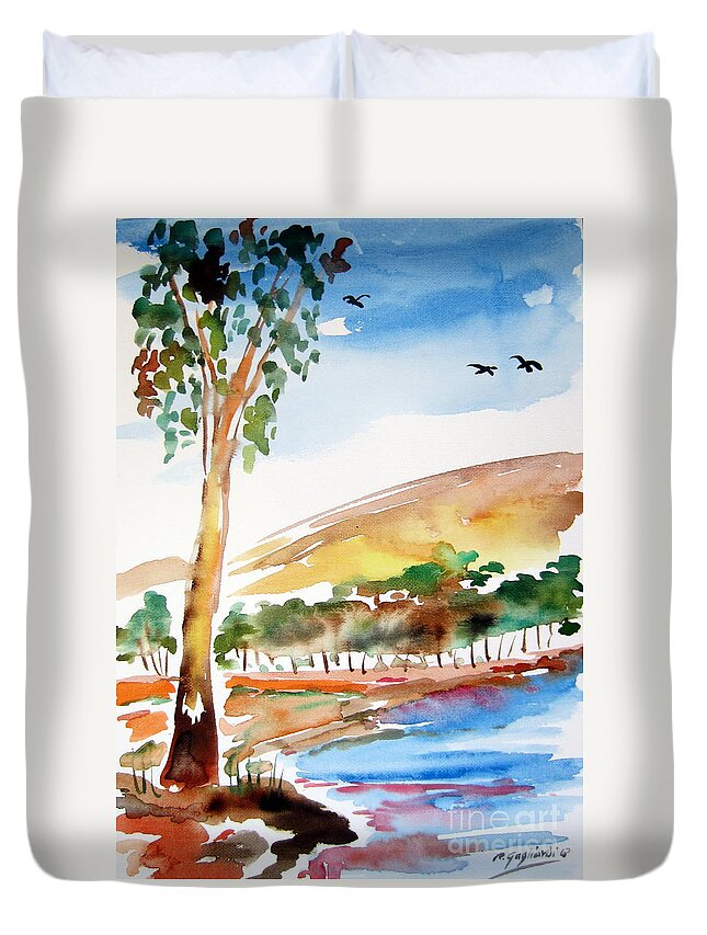 Australia Duvet Cover featuring the painting Australian trees by Roberto Gagliardi