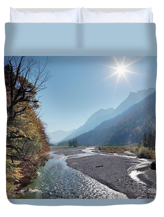 Clear Sky Duvet Cover featuring the photograph Austria, Tyrol, View Of Karwendel by Westend61