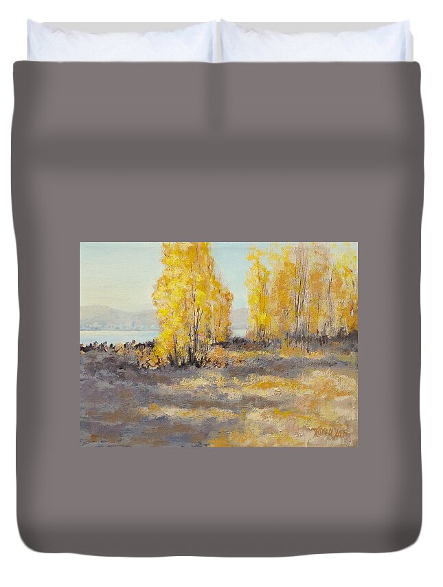Acrylic Duvet Cover featuring the painting Autumn Abandon by Karen Ilari