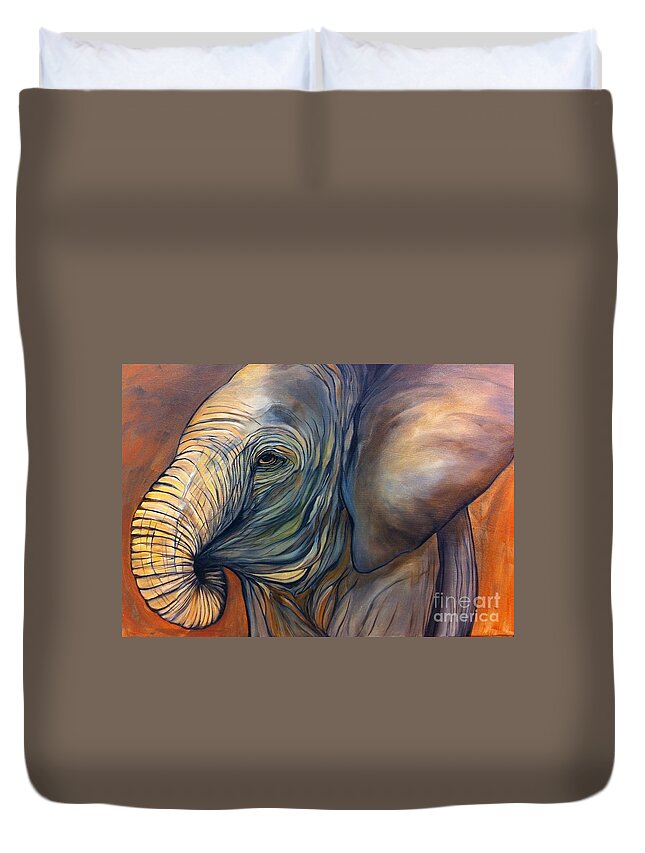 Elephant Duvet Cover featuring the painting Autumn by Aimee Vance