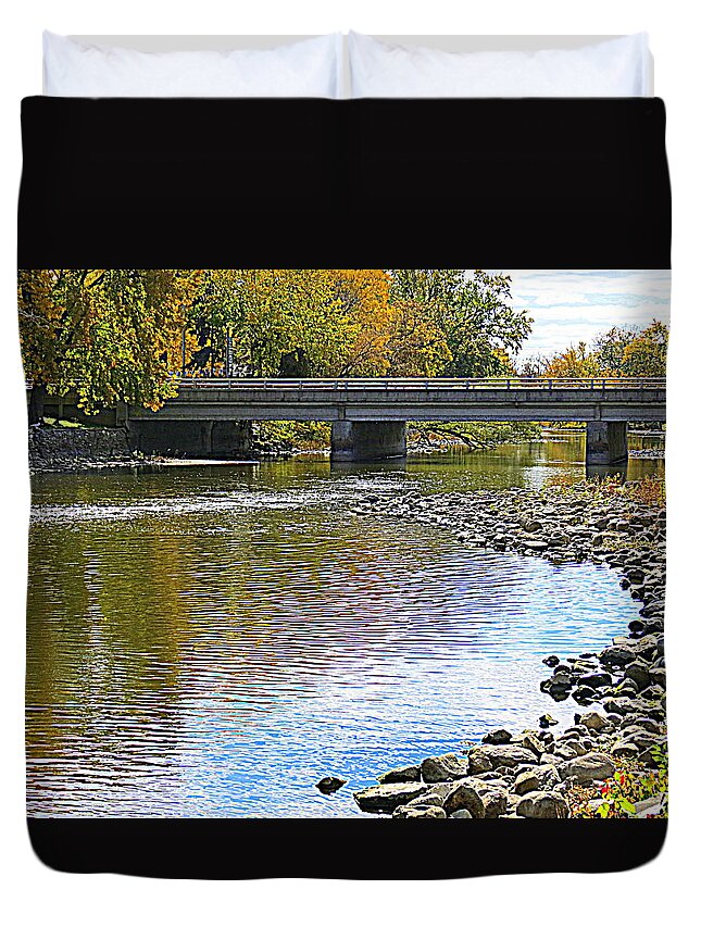 Fox River Duvet Cover featuring the photograph Autumn Along The Fox River by Kay Novy