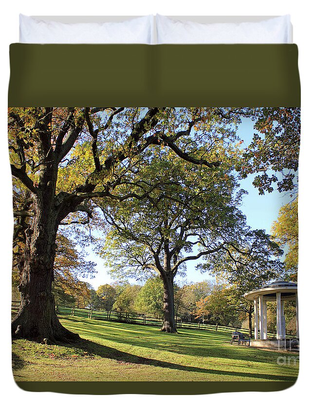 British English Countryside Landscape Duvet Cover featuring the photograph Autumn at Runnymede UK by Julia Gavin