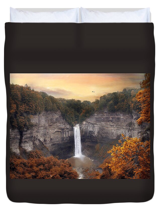 Nature Duvet Cover featuring the photograph Autumn at Taughannock by Jessica Jenney