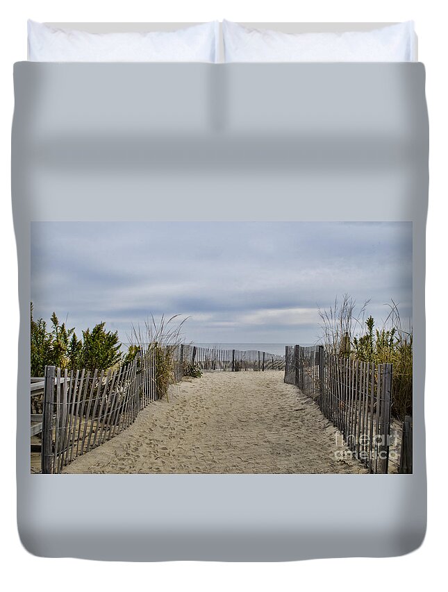 Beach Duvet Cover featuring the photograph Autumn At The Beach by Judy Wolinsky