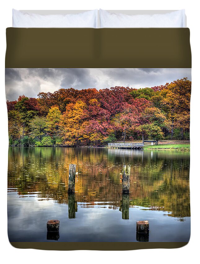Autumn Duvet Cover featuring the photograph Autumn At The Pond by Scott Wood