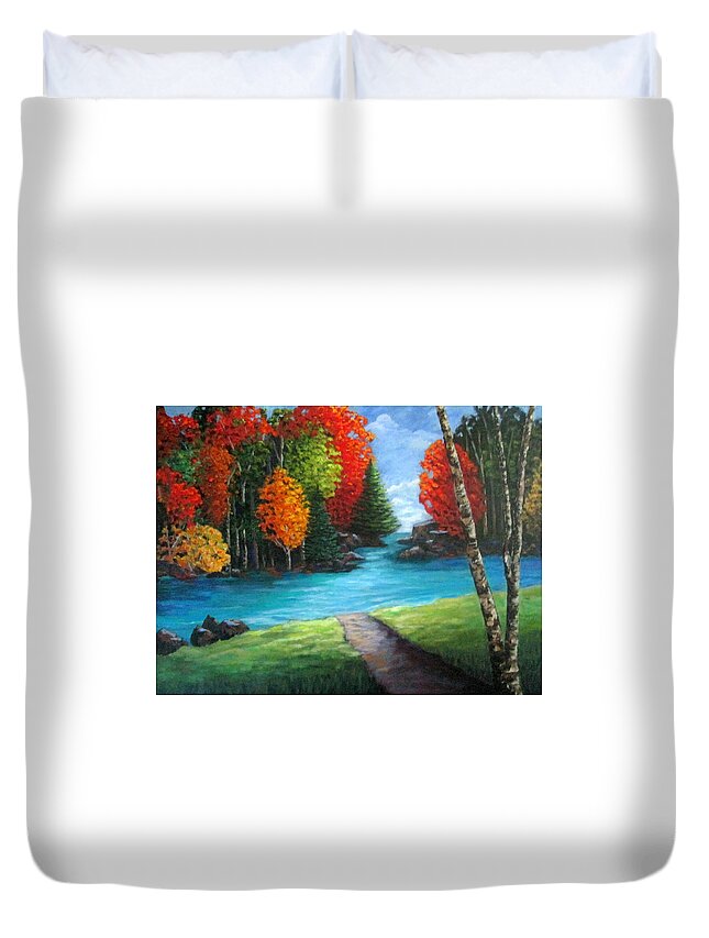 Fall Duvet Cover featuring the painting Autumn Glory by Rosie Sherman