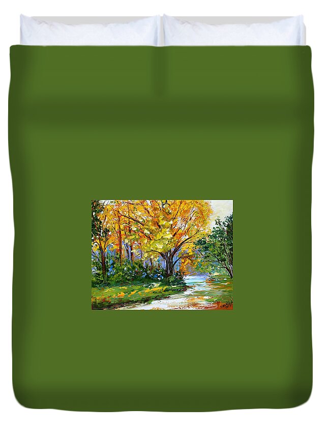  Landscape Paintings Duvet Cover featuring the painting Autumn Glow by Karen Tarlton