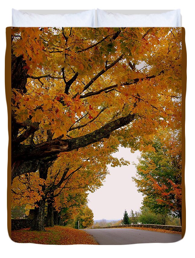 Golden Yellow Leaves Duvet Cover featuring the photograph Autumn Gold by Eunice Miller