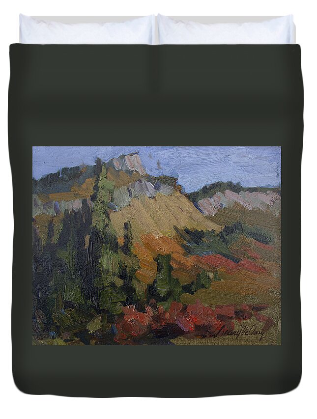 Autumn Duvet Cover featuring the painting Autumn in the Mountains by Diane McClary