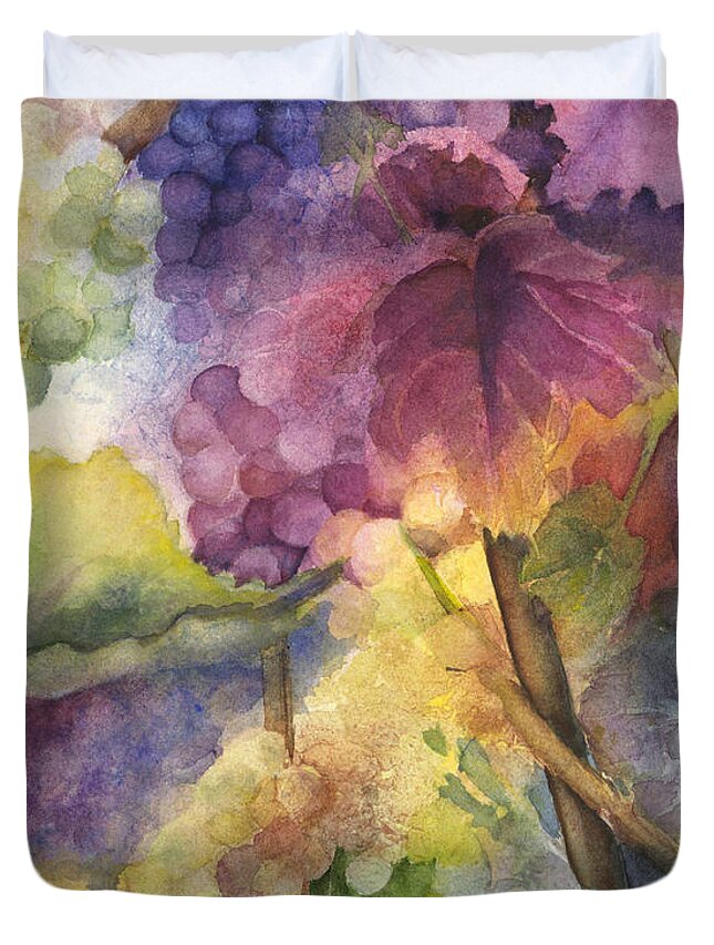 Grapes Duvet Cover featuring the painting Autumn Magic I by Maria Hunt