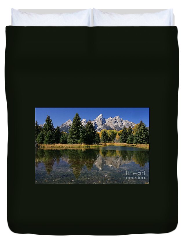 America Duvet Cover featuring the photograph Autumn Mountain Reflection by Karen Lee Ensley