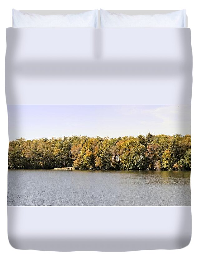 Autumn Duvet Cover featuring the photograph Autumn on Beeds Lake by Bonfire Photography