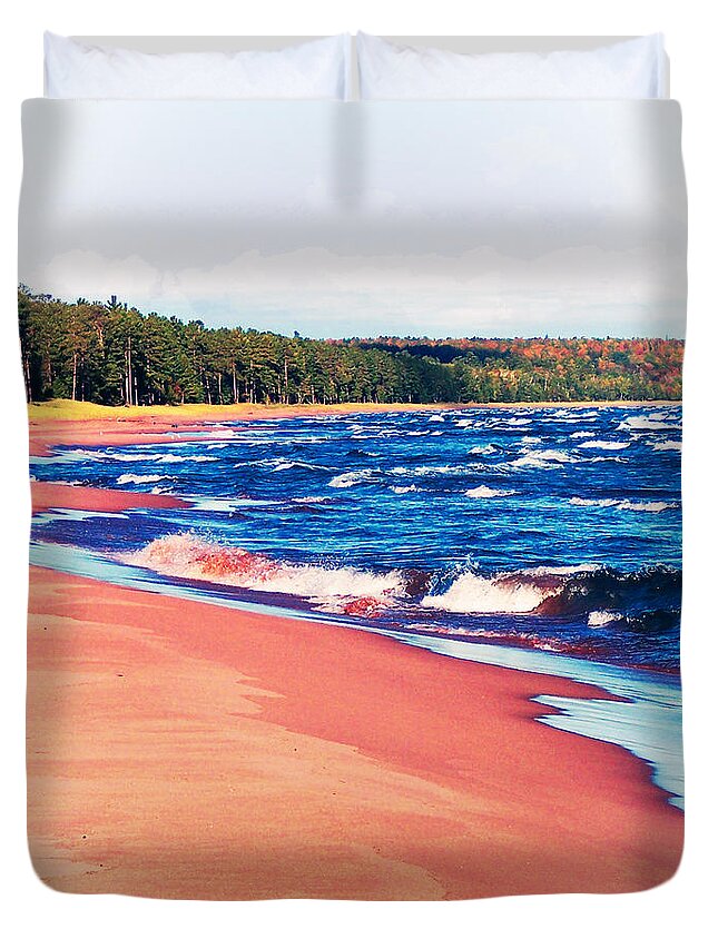 Photography Duvet Cover featuring the photograph Autumn On Lake Superior by Phil Perkins