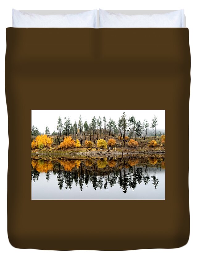 Reflections Duvet Cover featuring the photograph Autumn Reflection Splendor by Allan Van Gasbeck