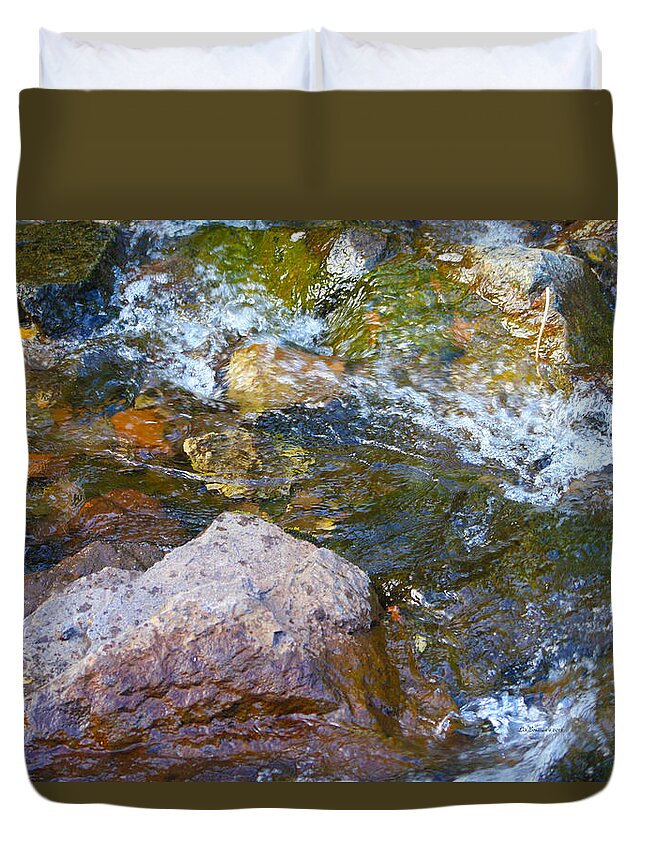 Waterscape Duvet Cover featuring the digital art Autumn River Swirl by Liz Evensen