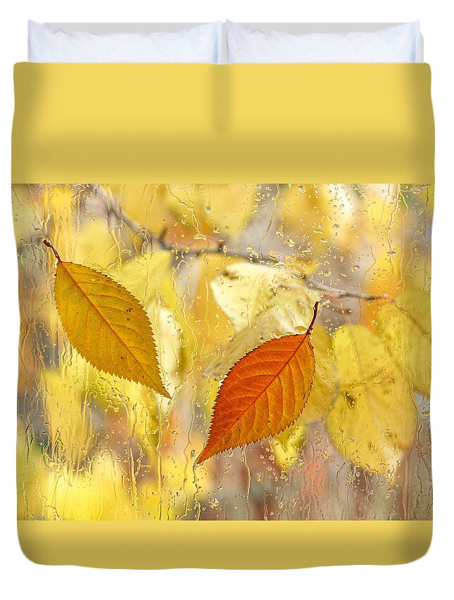 Fall Leaves Duvet Cover featuring the photograph Autumn Romance by Marina Kojukhova