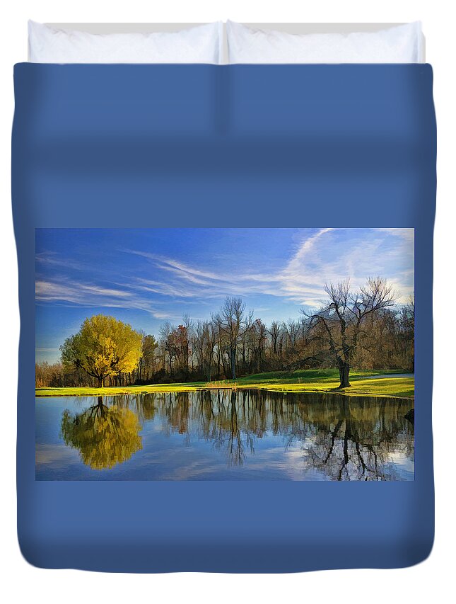 Lake Duvet Cover featuring the photograph Autumn Serenity by Allen Beatty