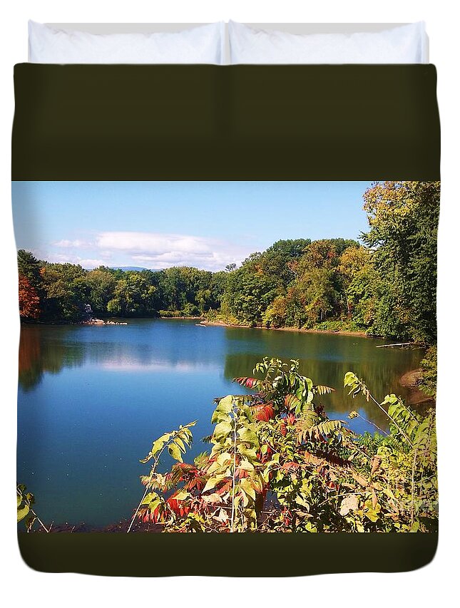 Autumn Duvet Cover featuring the photograph Autumn Splendor -Catskill Creek by Ellen Levinson