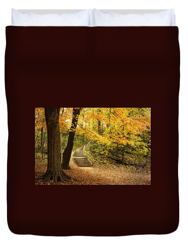 Autumn Duvet Cover featuring the photograph Autumn Stairs by Scott Norris