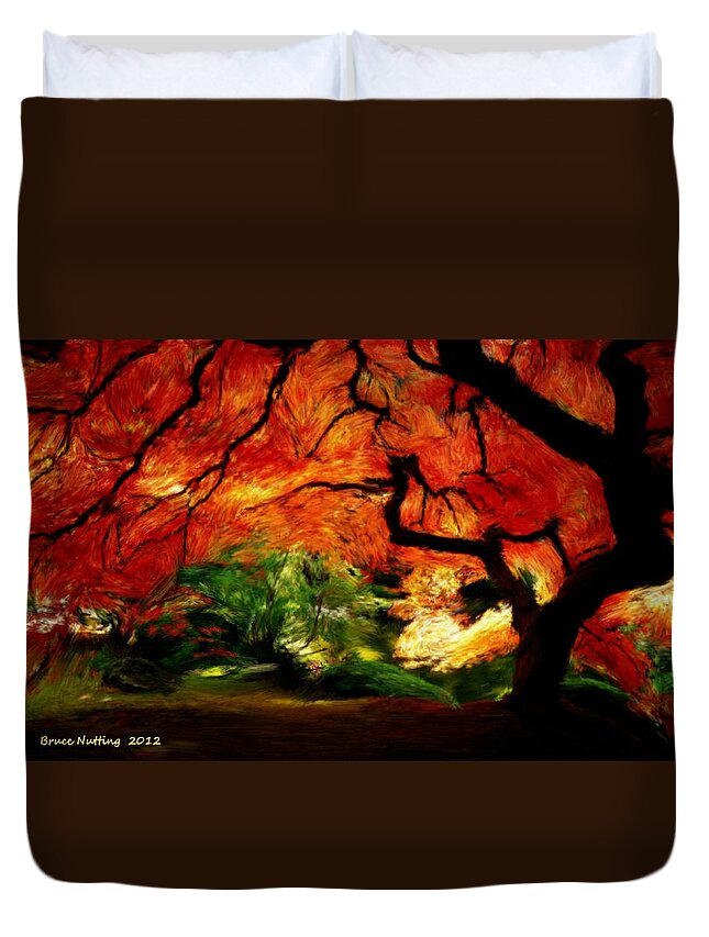 Colorful Duvet Cover featuring the painting Autumn Tree by Bruce Nutting