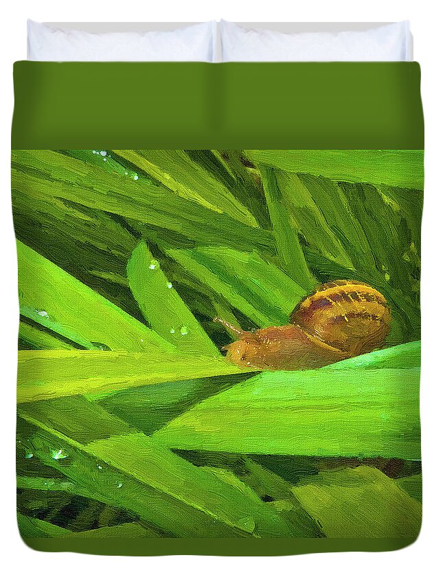 Snail Duvet Cover featuring the painting Avenues of Life by Angela Stanton