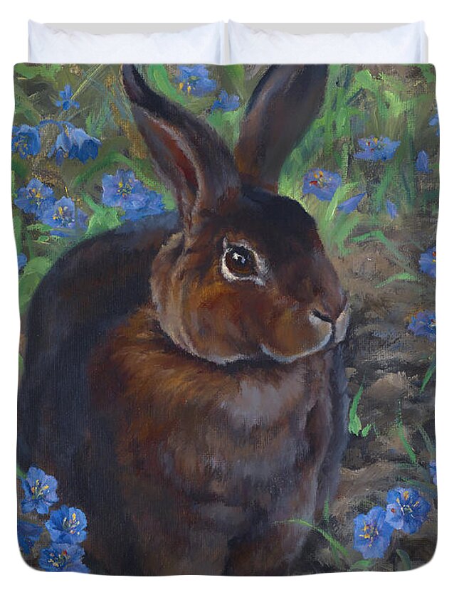 Bunny Duvet Cover featuring the painting AZ Blue eyes by Christine Lytwynczuk