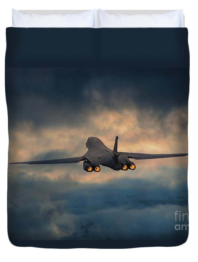 B-1 Bomber Duvet Cover featuring the digital art B-1 Bone by Airpower Art