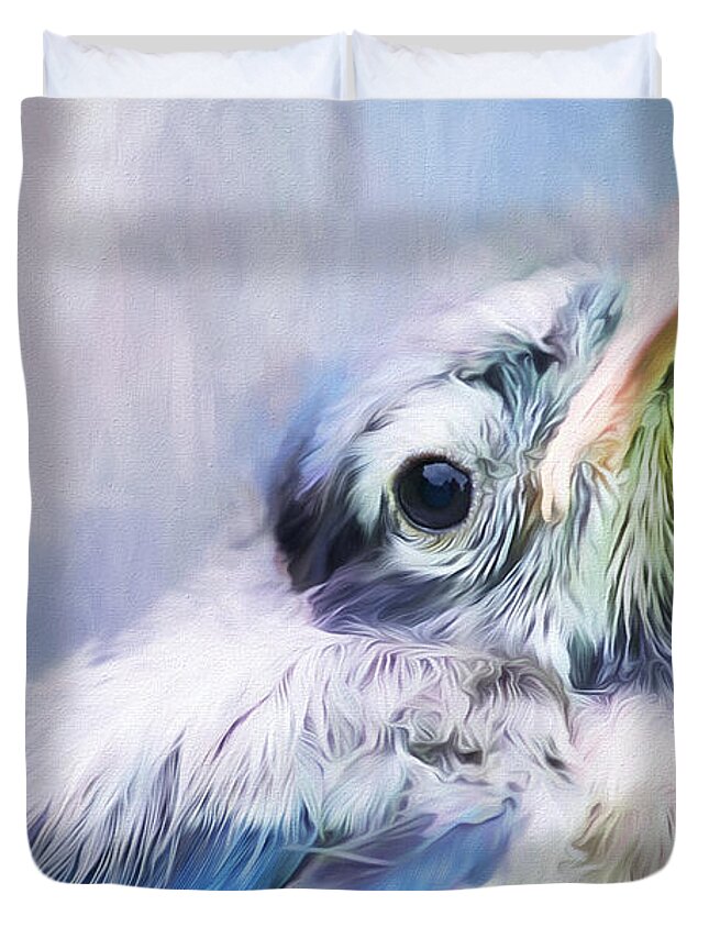 Baby Blue Jay Duvet Cover featuring the photograph Baby Blue Jay by Darren Fisher
