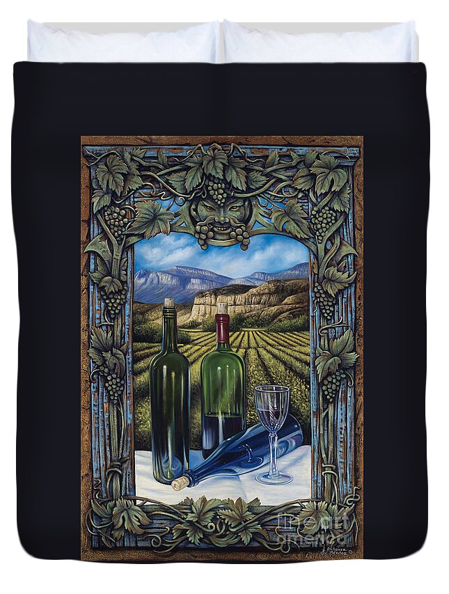 Wine Duvet Cover featuring the painting Bacchus Vineyard by Ricardo Chavez-Mendez