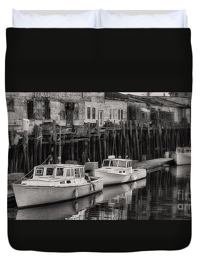 B+w Duvet Cover featuring the photograph Back Dock by Jerry Fornarotto