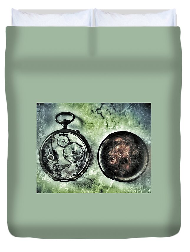 Pocket Watch Duvet Cover featuring the photograph Back in Time by Marianna Mills