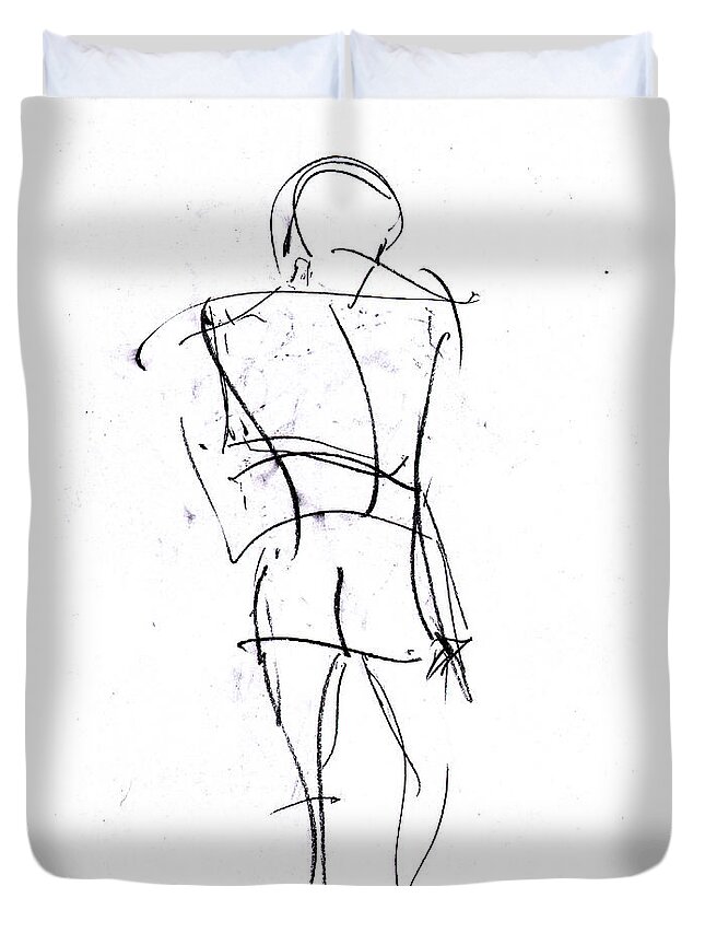 Figure Drawing Duvet Cover featuring the painting Back by John Gholson