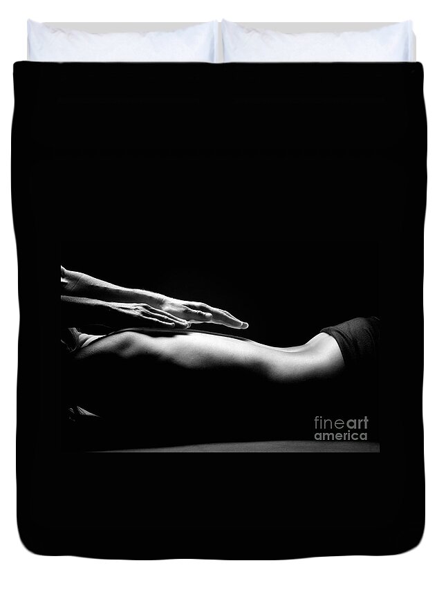People Duvet Cover featuring the photograph Back Massage by J Christopher Briscoe