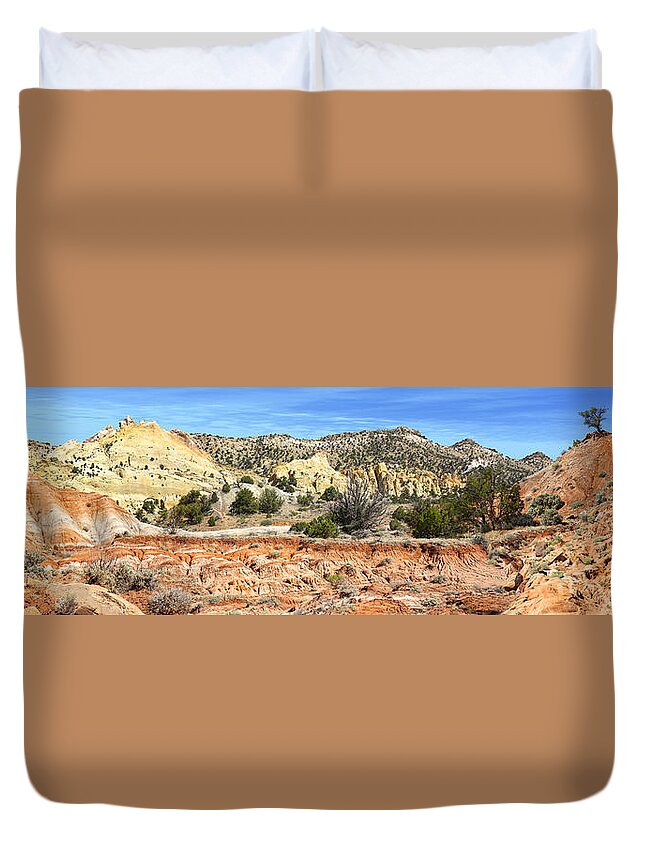 Desert Duvet Cover featuring the photograph Backroads Utah Panoramic by Mike McGlothlen