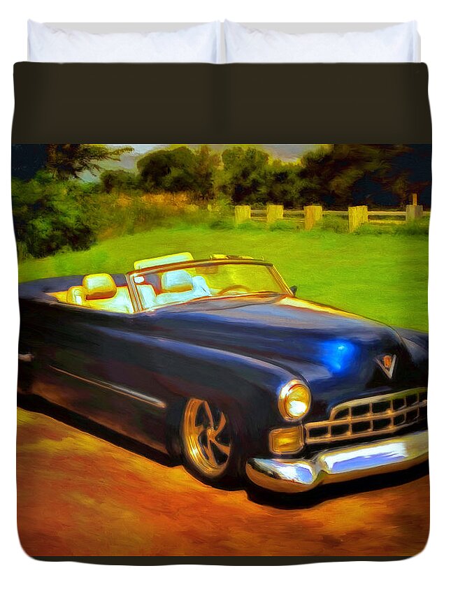 Cadillac Duvet Cover featuring the painting Badass Cad by Michael Pickett