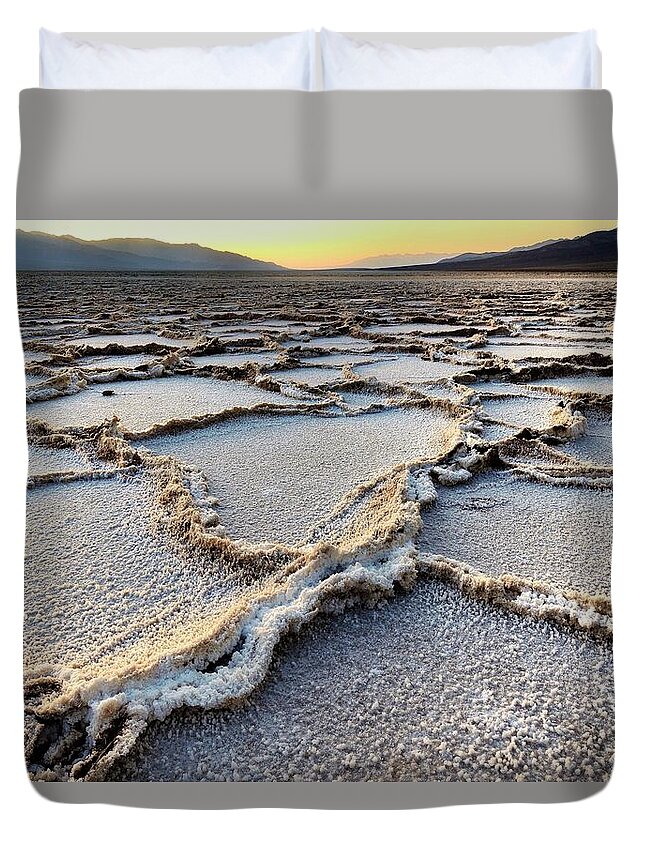 Tranquility Duvet Cover featuring the photograph Badwater Sunset - Death Valley by Joao Figueiredo