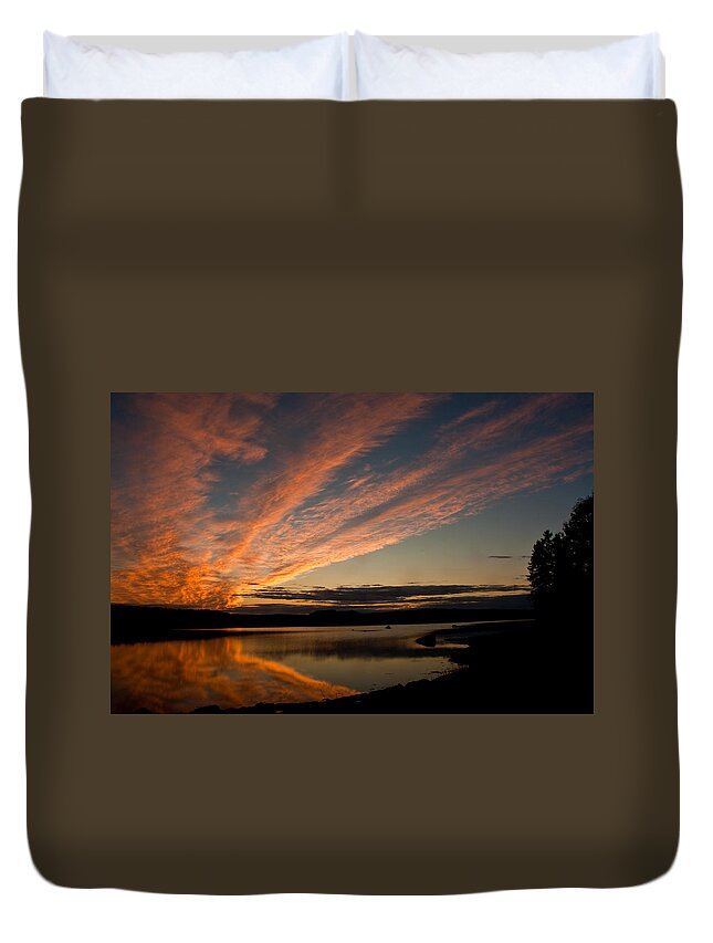 Sunset Duvet Cover featuring the photograph Bagaduce Sunset by Greg DeBeck