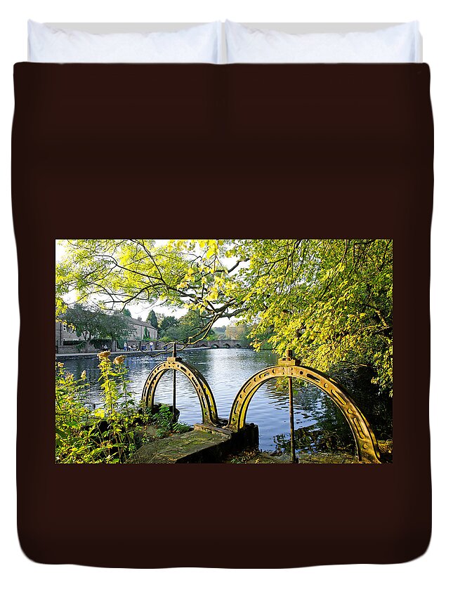 Bright Duvet Cover featuring the photograph Bakewell Weir Sluice Gates by Rod Johnson