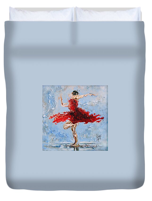 Ballet Duvet Cover featuring the painting Balance by Karina Llergo