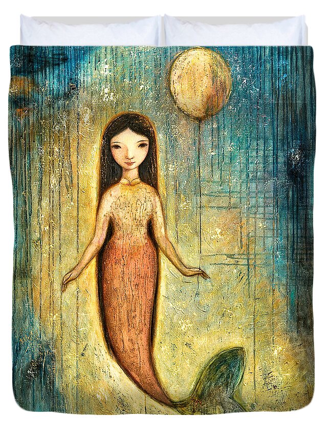 Mermaid Art Duvet Cover featuring the painting Balance by Shijun Munns