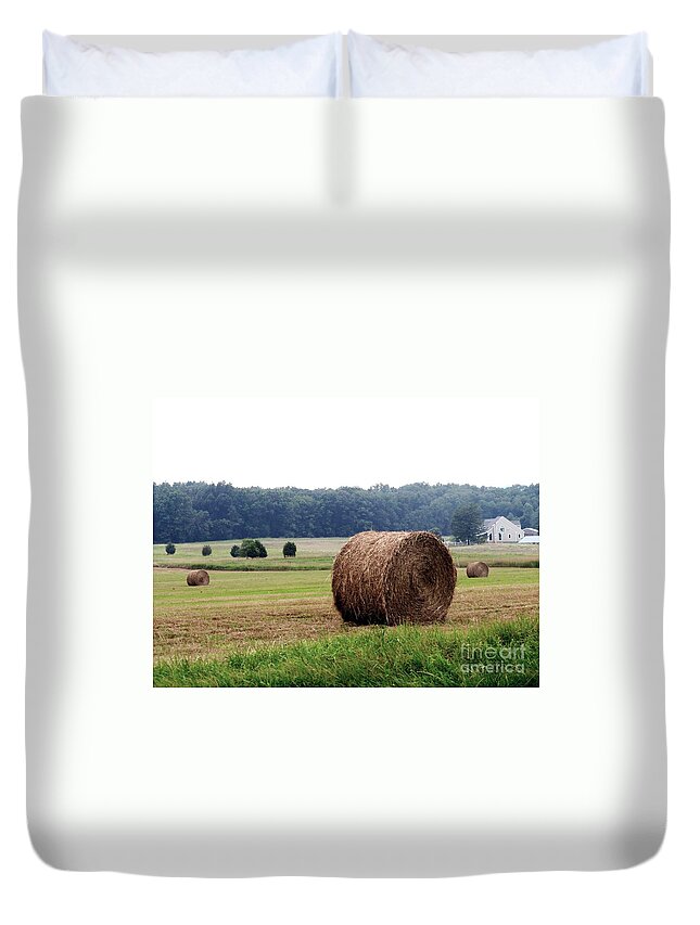 Country Duvet Cover featuring the photograph Bales in Solebury by Christopher Plummer