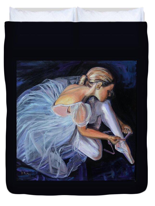 Female Duvet Cover featuring the painting Ballerina by Donna Tuten