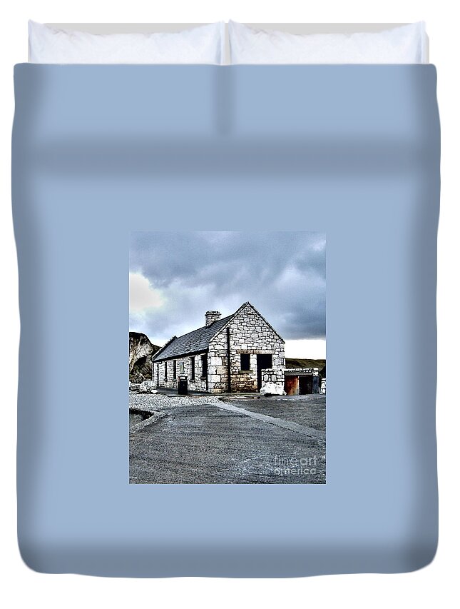 Ireland Duvet Cover featuring the photograph Ballintoy Stone House by Nina Ficur Feenan