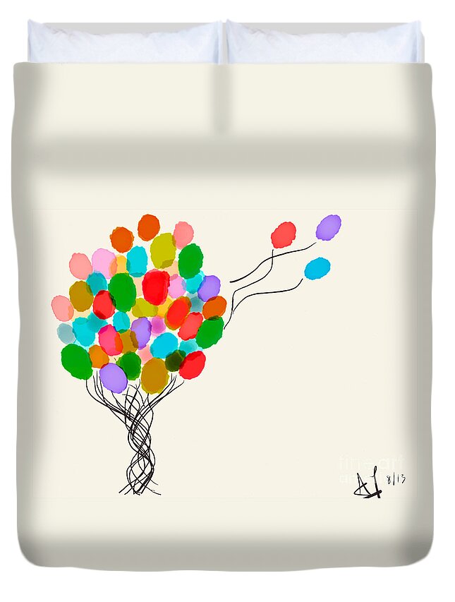Balloons Duvet Cover featuring the painting Balloons For Sale by Anita Lewis
